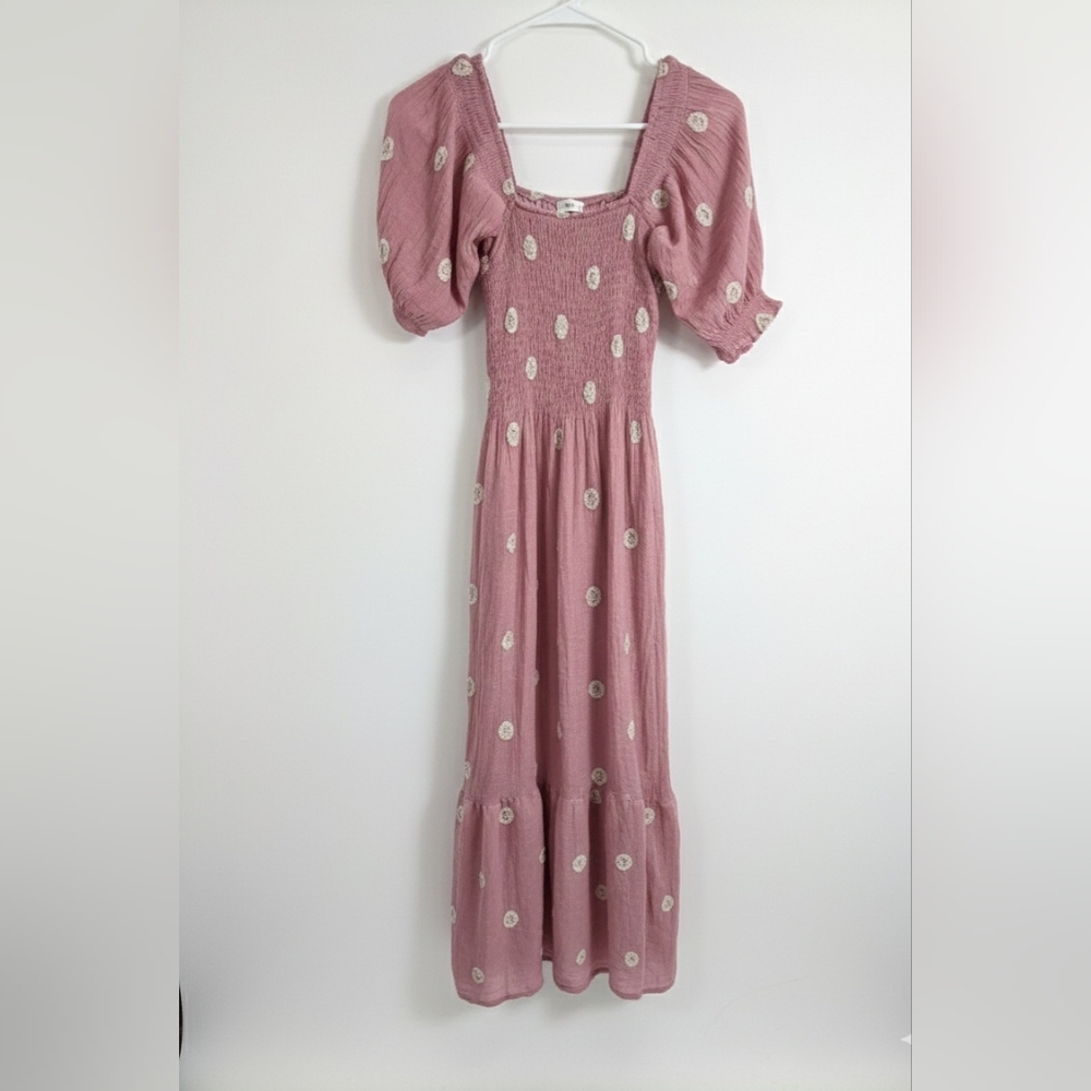Elegant Pink Smocked Maxi Dress